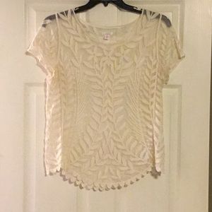 Sheer cover up top with floral embroidery